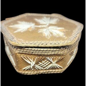 Vintage Handcrafted Hexagon Native American Birch and Porcupine Quill Woven Box